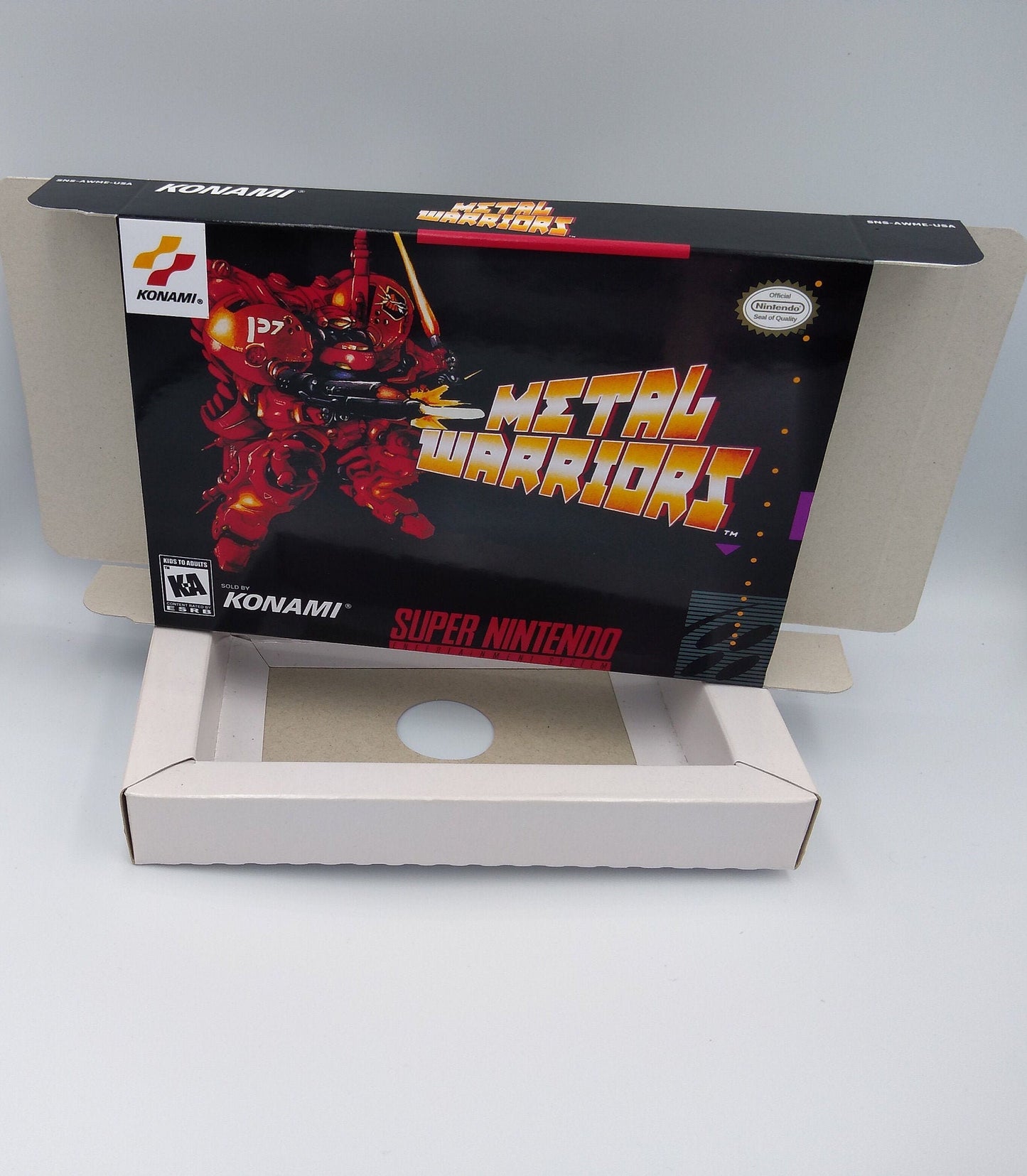 Metal Warriors - Box with inner tray option - SNES - NTSC region - thick cardboard as in the original.