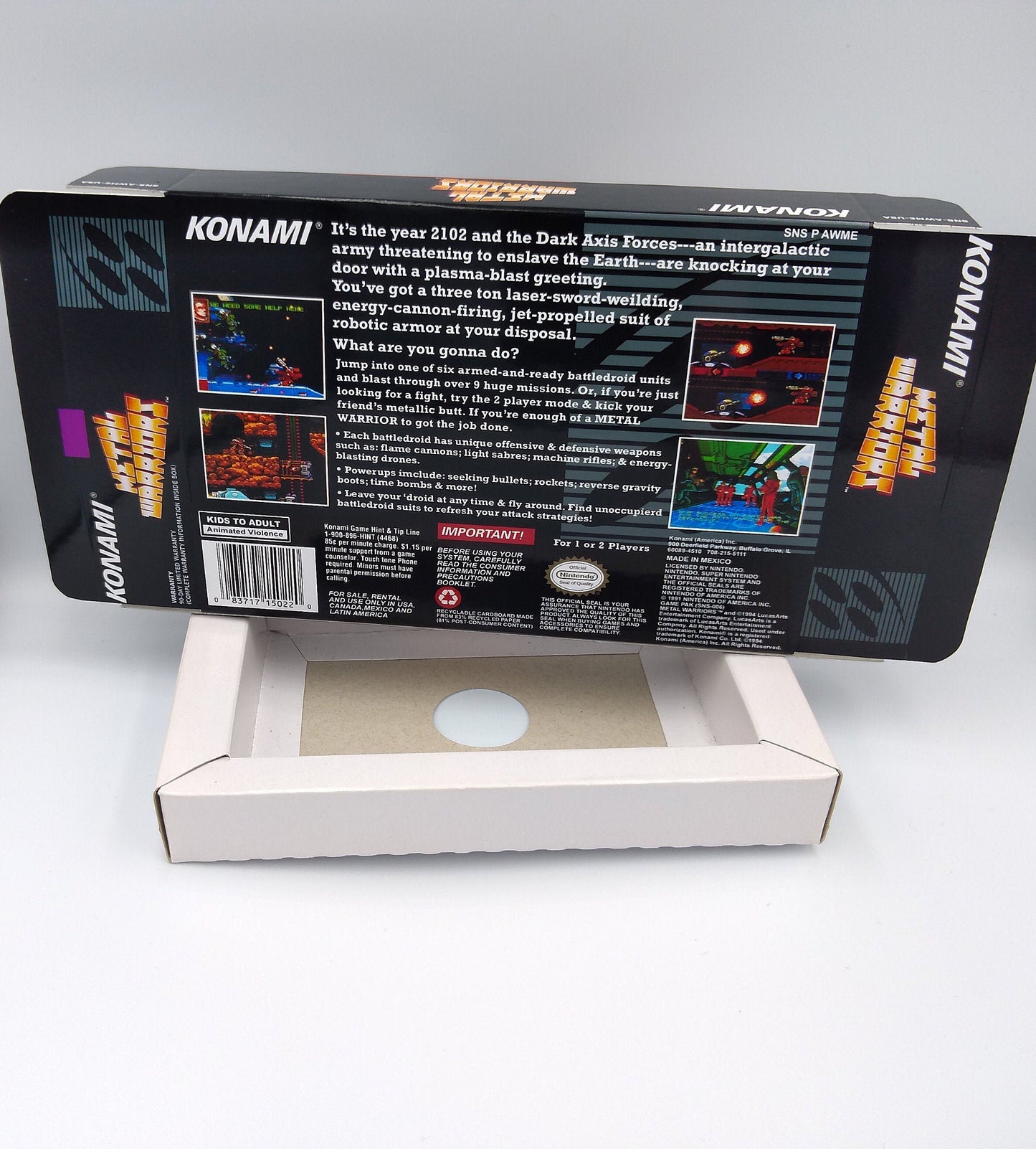 Metal Warriors - Box with inner tray option - SNES - NTSC region - thick cardboard as in the original.