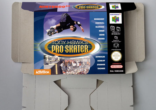 Tony Hawk's Pro Skater - Box with inner tray option - PAL - N64 - thick cardboard as in the original. Top Quality !!