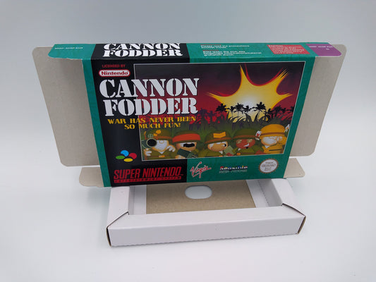 Cannon Fodder - PAL - box with inner tray option - SNES - thick cardboard as in the original. Top Quality !