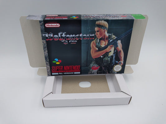 Wolfenstein 3D - PAL - box with inner tray option - SNES - thick cardboard as in the original. Top Quality !!