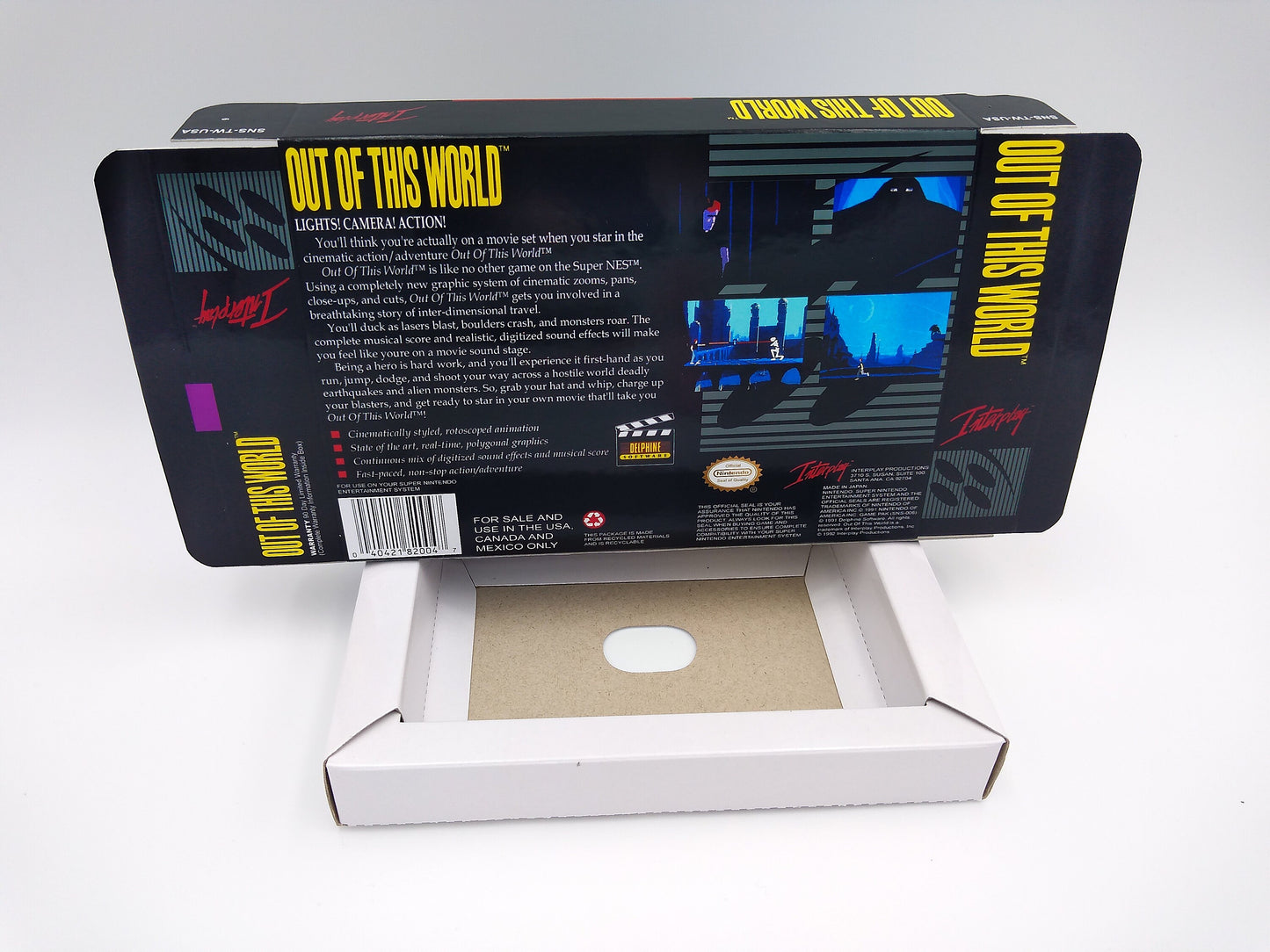 Another World - PAL or NTSC - box with inner tray option - SNES - thick cardboard as in the original. Top Quality !!