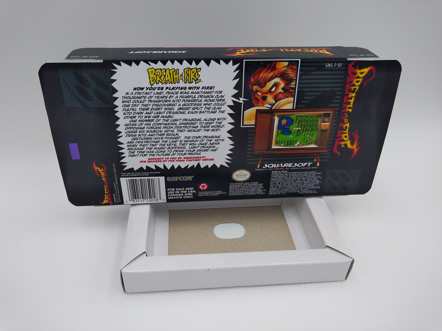 Breath of Fire - box with inner tray option - SNES - NTSC - thick cardboard as in the original. Top Quality !!