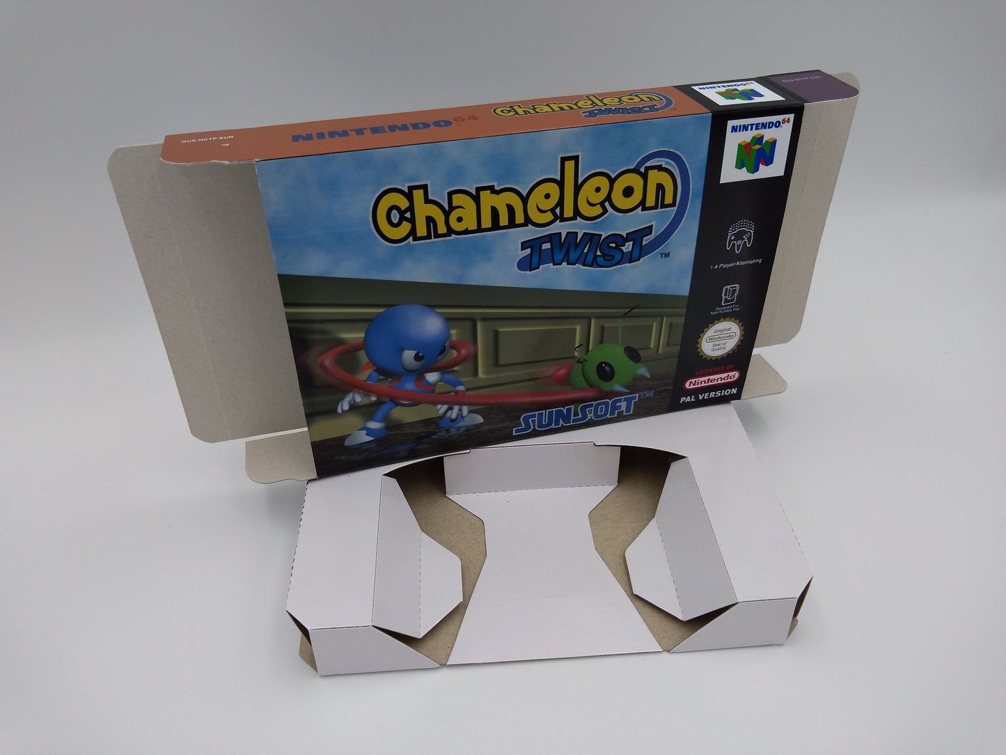 Chameleon Twist - box with inner tray option - Nintendo 64/ N64 - PAL or NTSC Region - thick cardboard as in the original. Top Quality !!