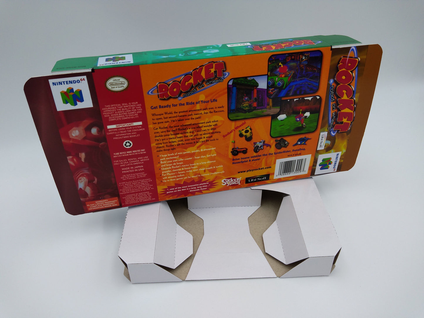 Rocket Robot on Wheels - box with inner tray option - PAL or NTSC - Nintendo 64/ N64 - thick cardboard as in the original. Top Quality !!