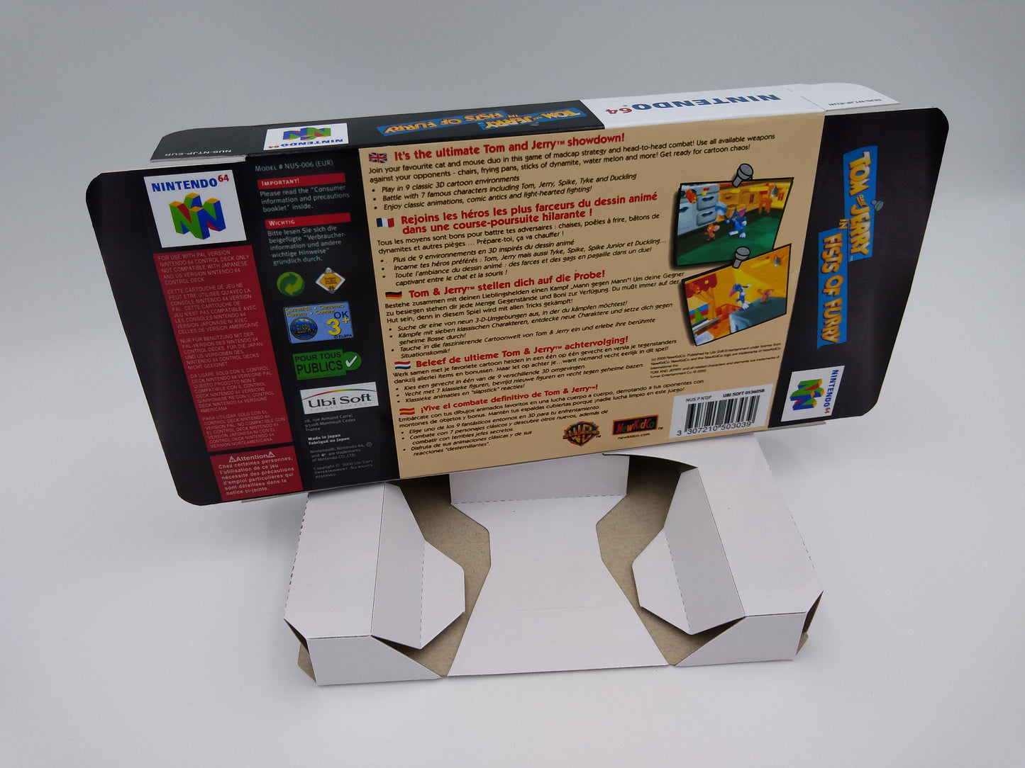 Tom and Jerry in Fists of Furry - box with inner tray option - Nintendo 64 - thick cardboard. Top Quality !!