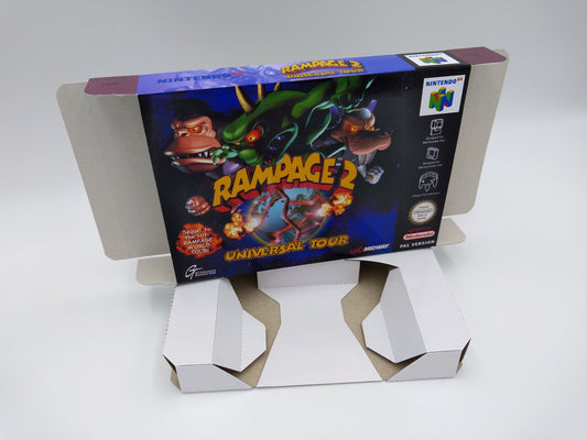 Rampage 2 Universal Tour - box with inner tray option - PAL or Australian PAL - Nintendo 64 - thick cardboard. Top Quality !!