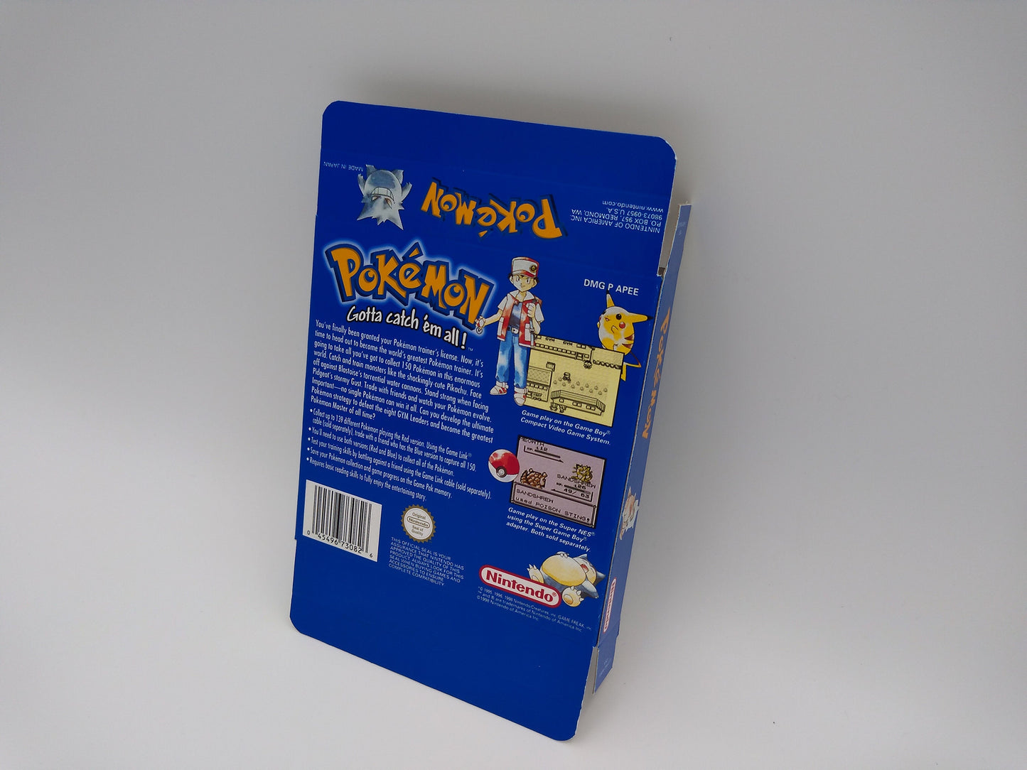 Pokemon Blue - Replacement Box, Manual, Tray - NTSC, PAL or Australian Pal - Game Boy/ GB - thick cardboard. Top Quality !!