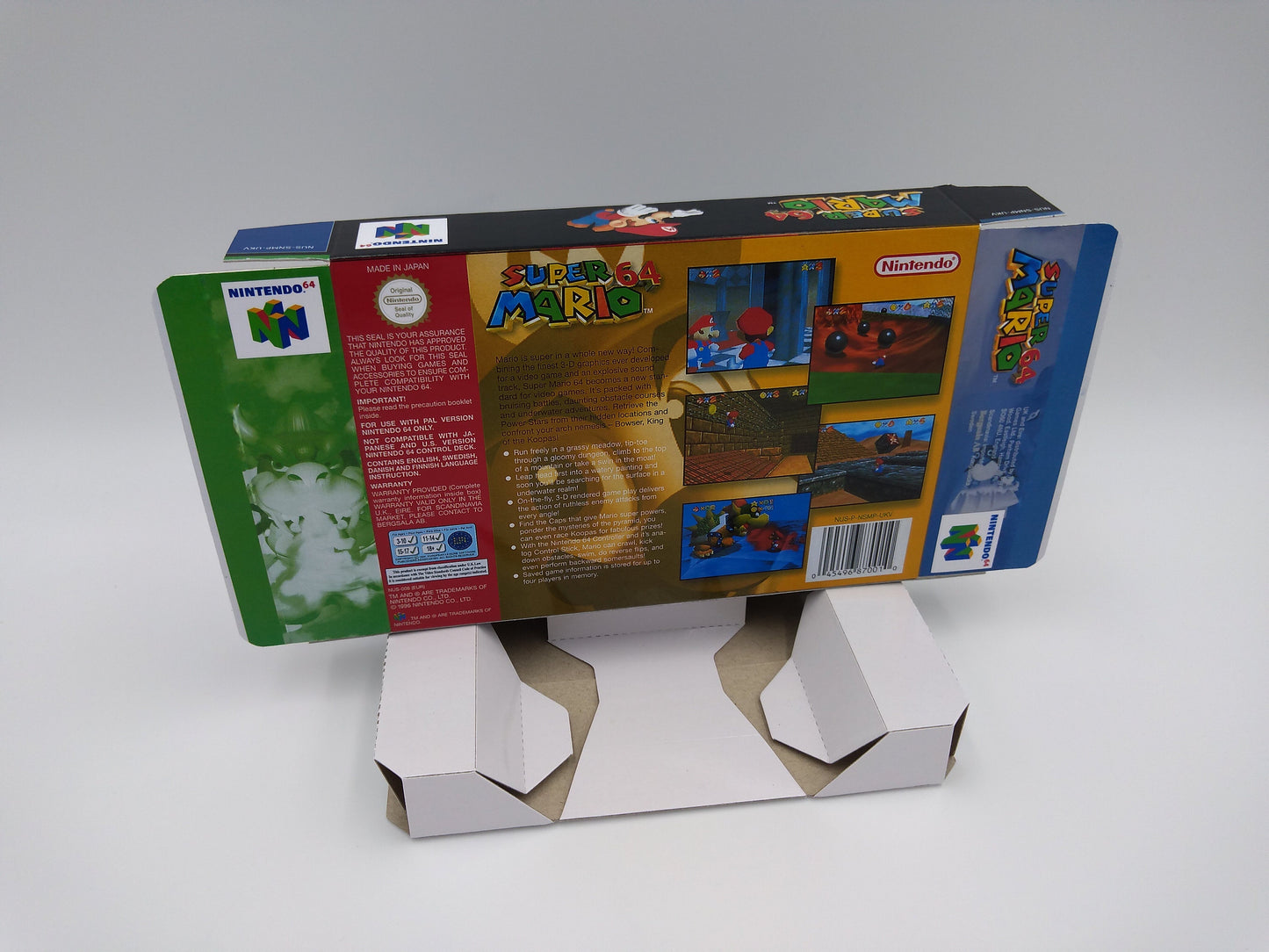 Super Mario 64 - box with inner tray option - PAL, NTSC or Australian PAL - Nintendo 64/ N64 - thick cardboard as in the original.