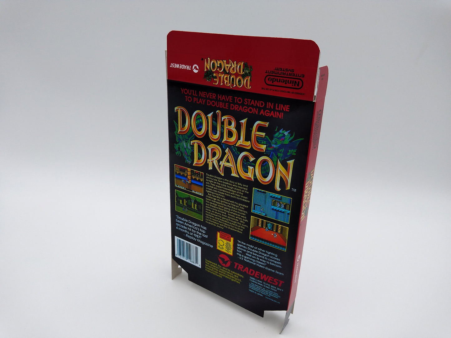 Double Dragon - Box Replacement, Dust Cover, Block - NES - NTSC or PAL - thick cardboard as in the original. Top Quality !