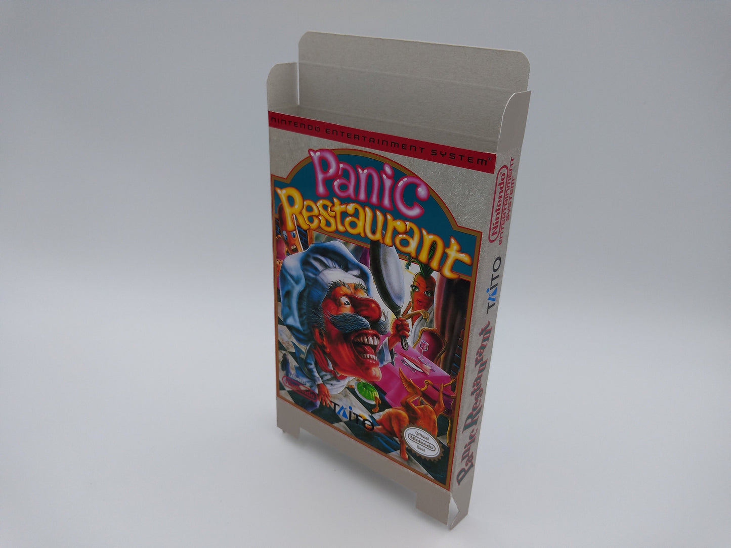 Panic Restaurant - Box Replacement, Dust Cover, Block - NTSC Region - NES -  thick cardboard as in the original. Top Quality !!