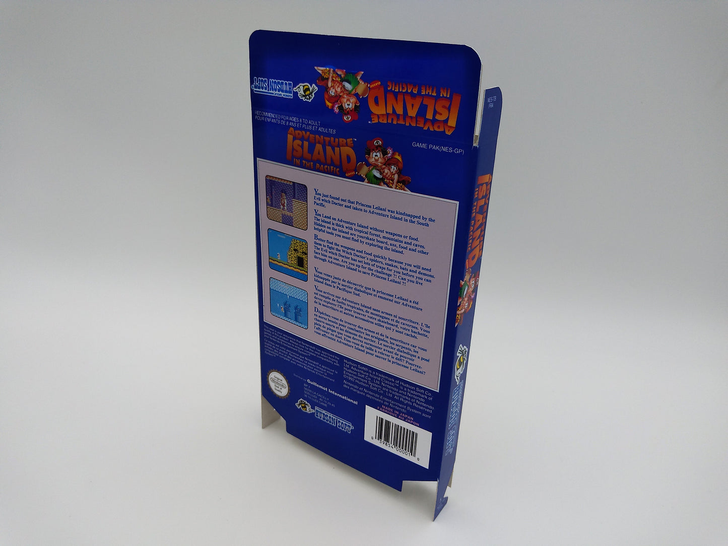 Adventure Island In The Pacyfic - box replacement only - NTSC or PAL - NES - thick cardboard as in the original. Top Quality !!