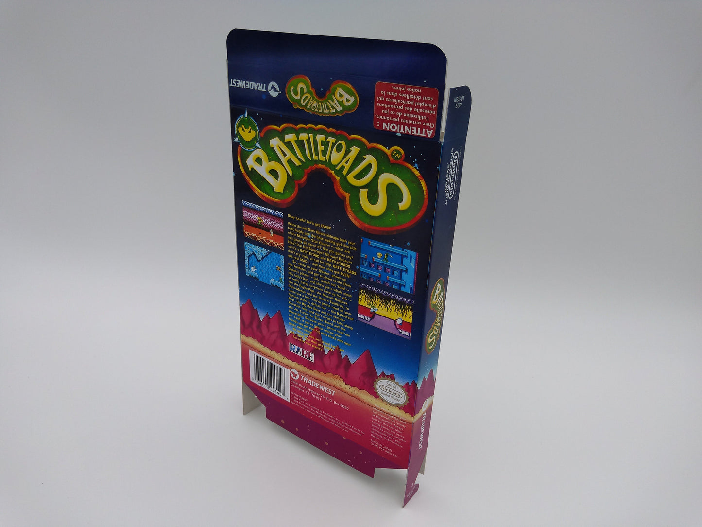 Battletoads - Box only - NES - NTSC or PAL - thick cardboard as in the original. Top Quality !