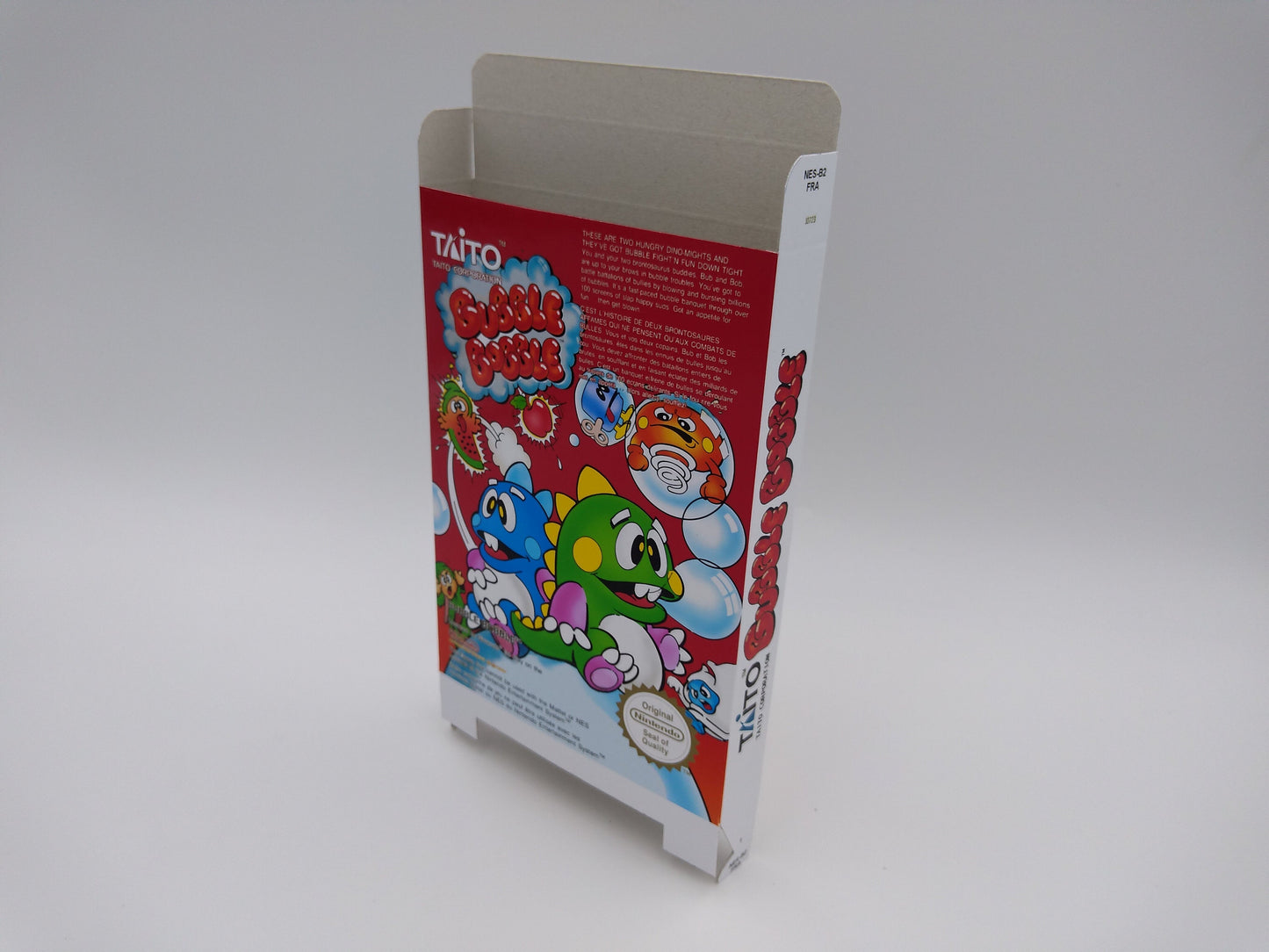 Bubble Bobble - Box Replacement, Dust Cover, Block - NES - NTSC or PAL - thick cardboard as in the original. Top Quality !