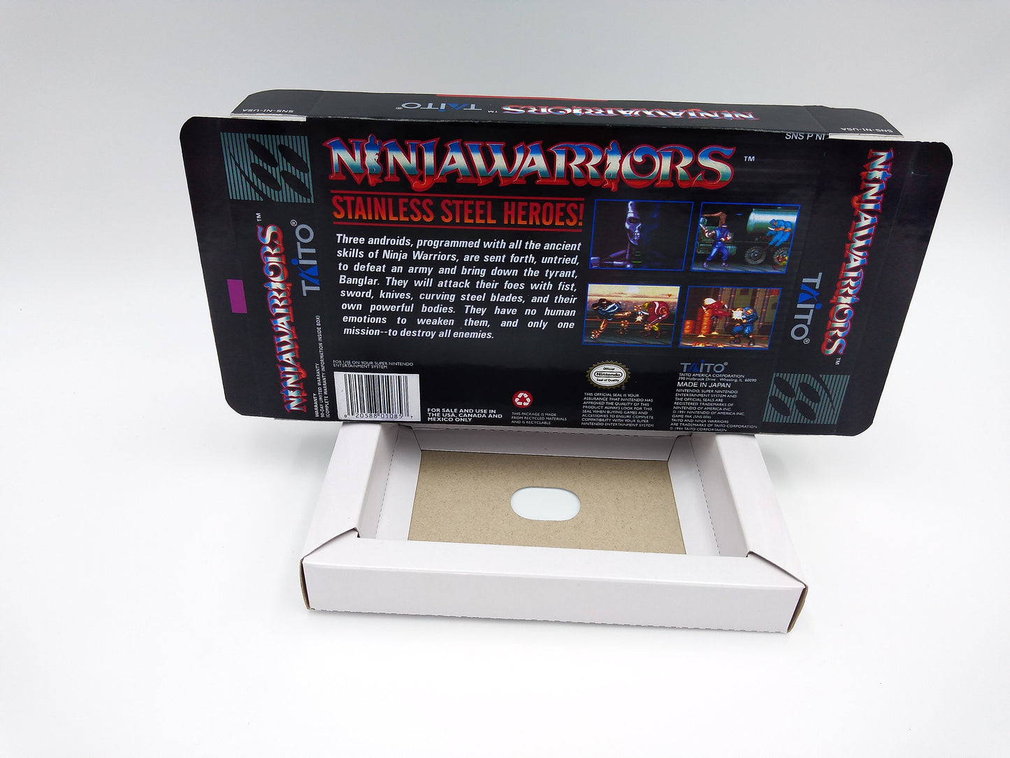 Ninja Warriors the New Generation - PAL or NTSC - box with inner tray option - SNES - thick cardboard as in the original. Top Quality !!