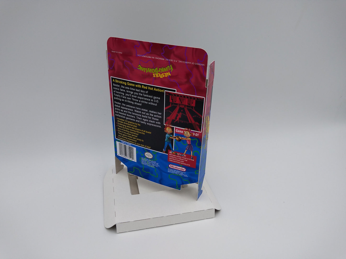 Nester's Funky Bowling - Virtual Boy box with insert option - thick cardboard. Top Quality !!