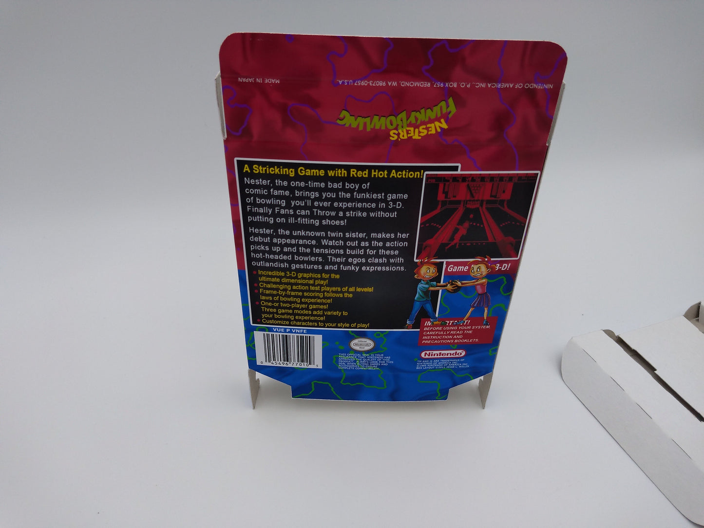 Nester's Funky Bowling - Virtual Boy box with insert option - thick cardboard. Top Quality !!