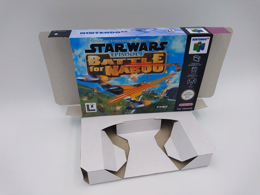 Star Wars Battle For Naboo - Box with inner tray option - PAL, NTSC or Australian PAL - N64 - thick cardboard as in the original.