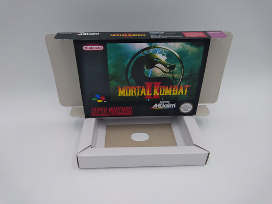 Mortal Kombat II - NTSC or PAL - Box with inner tray option - Snes - thick cardboard as in the original. Top Quality !!