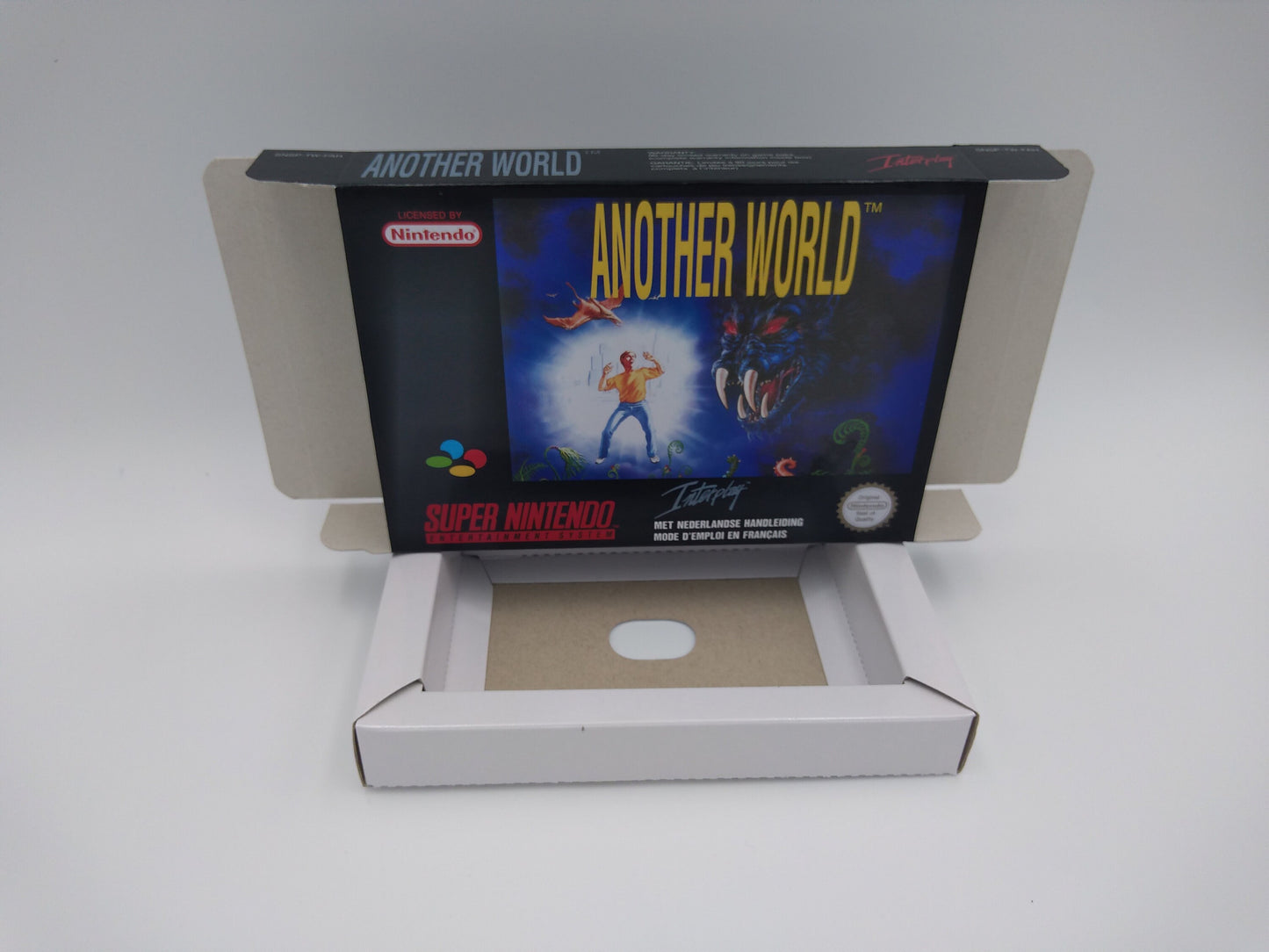 Another World - PAL or NTSC - box with inner tray option - SNES - thick cardboard as in the original. Top Quality !!