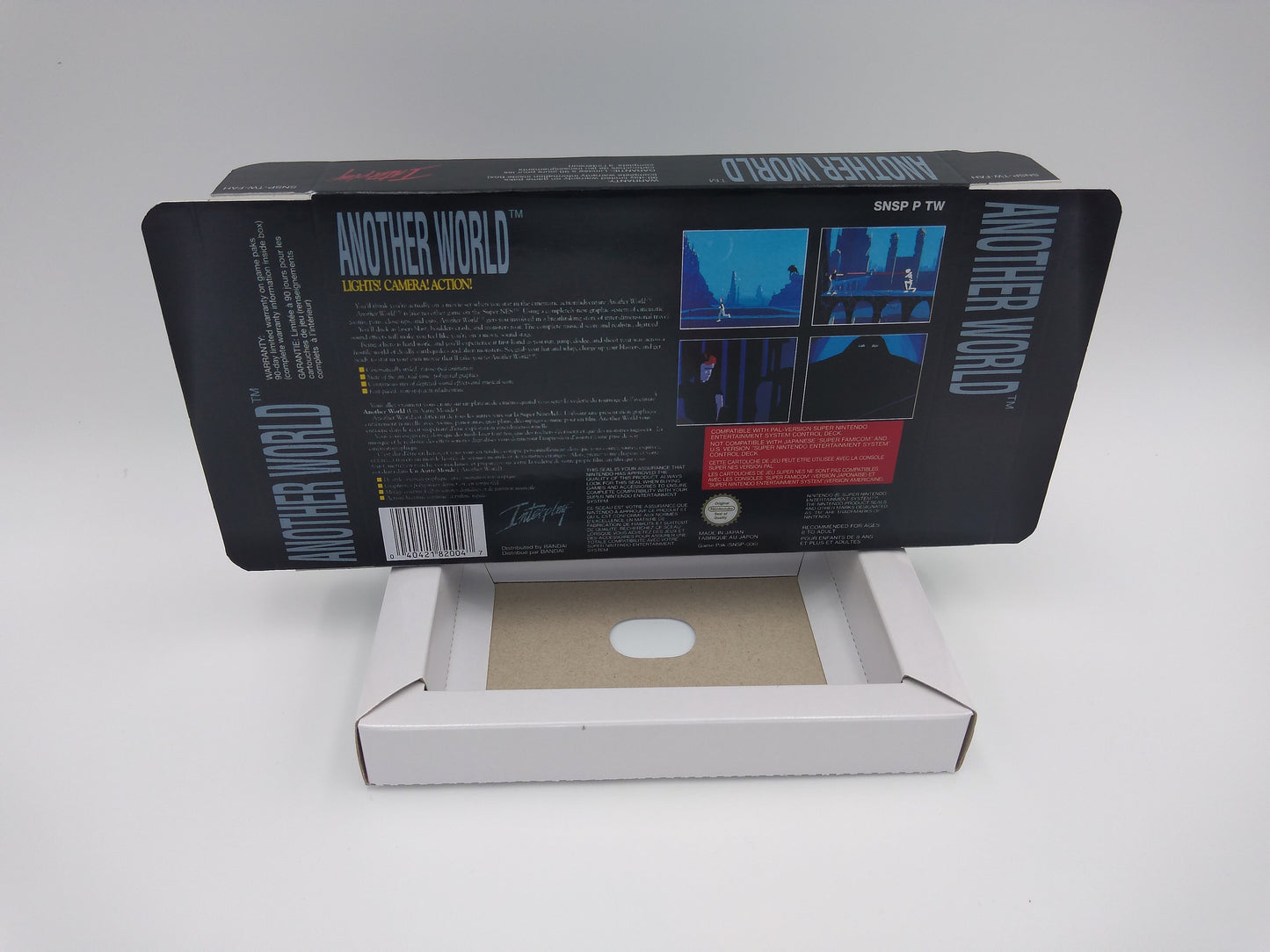 Another World - PAL or NTSC - box with inner tray option - SNES - thick cardboard as in the original. Top Quality !!