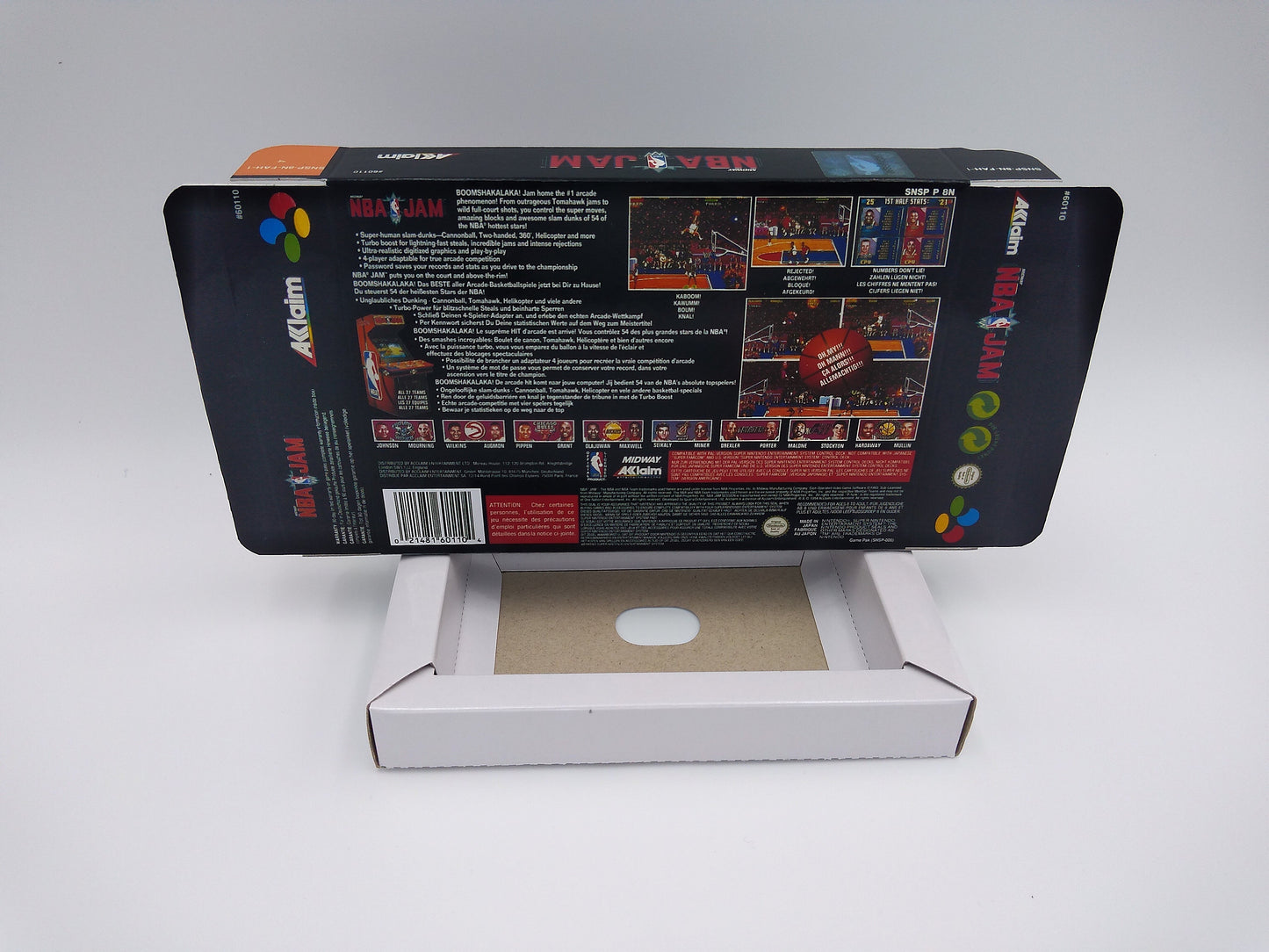 NBA JAM - PAL -box with inner tray option - Snes - thick cardboard as in the original. Top Quality !!