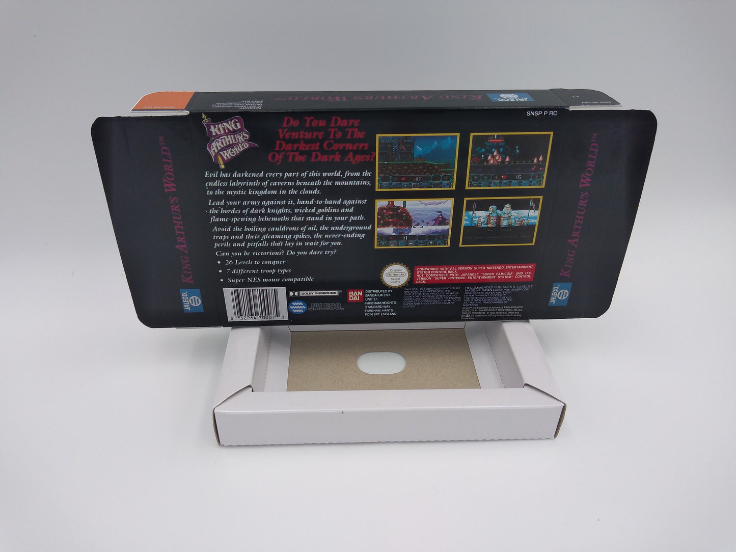 King Arthur's World - box with inner tray option - PAL or NTSC region - Super Nintendo/ SNES- thick cardboard. Top Quality !!