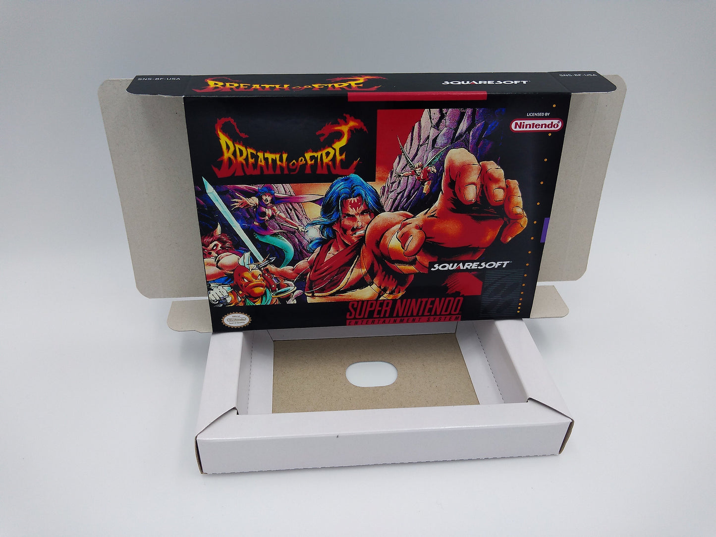 Breath of Fire - box with inner tray option - SNES - NTSC - thick cardboard as in the original. Top Quality !!