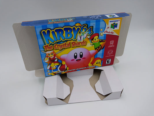 Kirby 64 the Crystal Shards - box with inner tray option - NTSC or PAL - Nintendo 64 - thick cardboard. Top Quality!