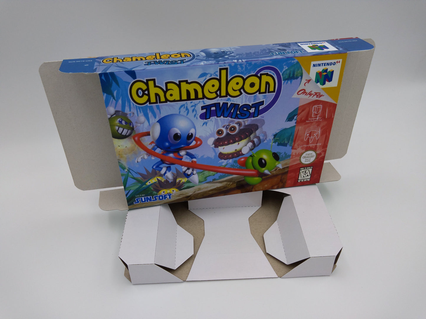 Chameleon Twist - box with inner tray option - Nintendo 64/ N64 - PAL or NTSC Region - thick cardboard as in the original. Top Quality !!