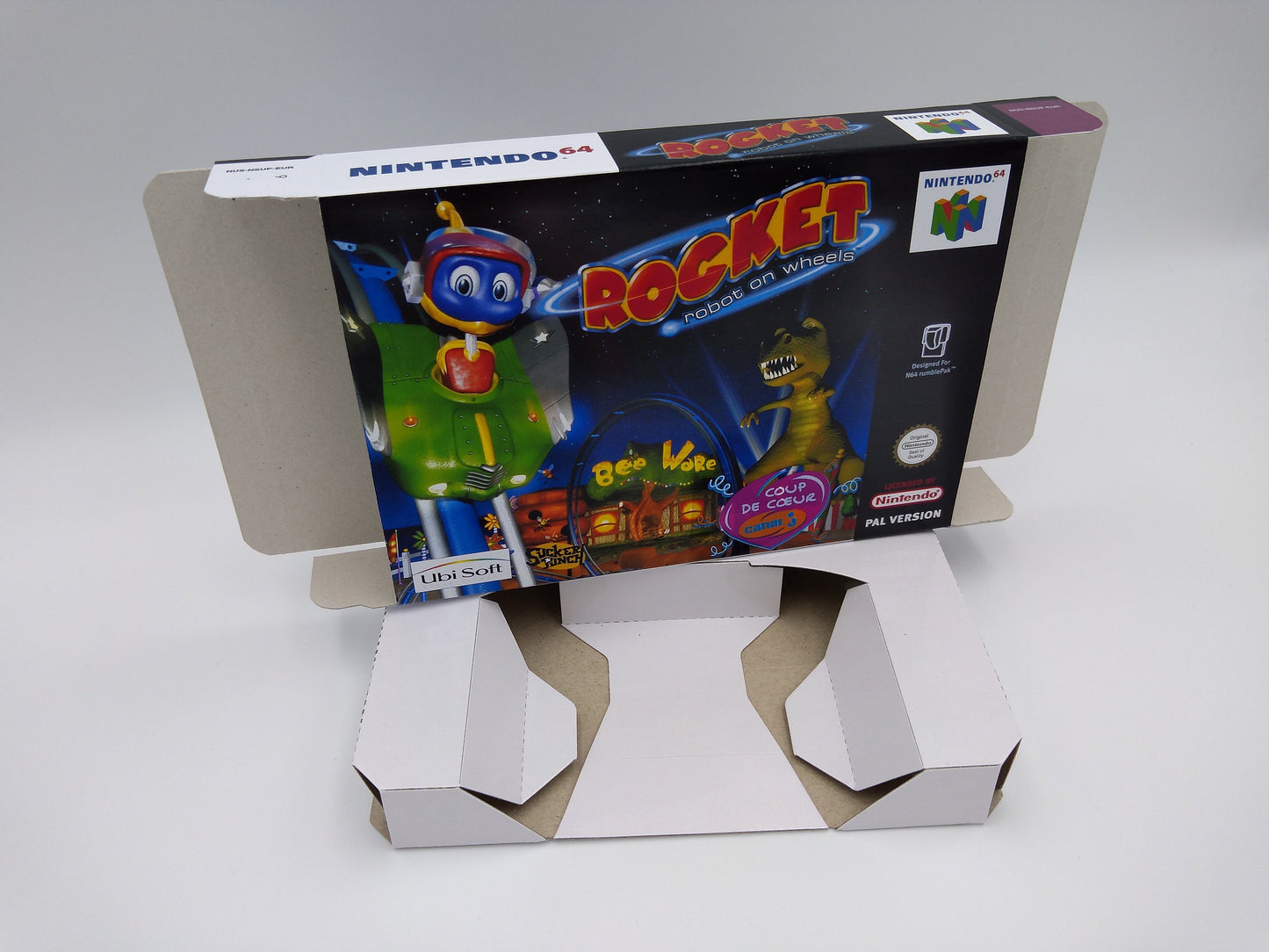 Rocket Robot on Wheels - box with inner tray option - PAL or NTSC - Nintendo 64/ N64 - thick cardboard as in the original. Top Quality !!