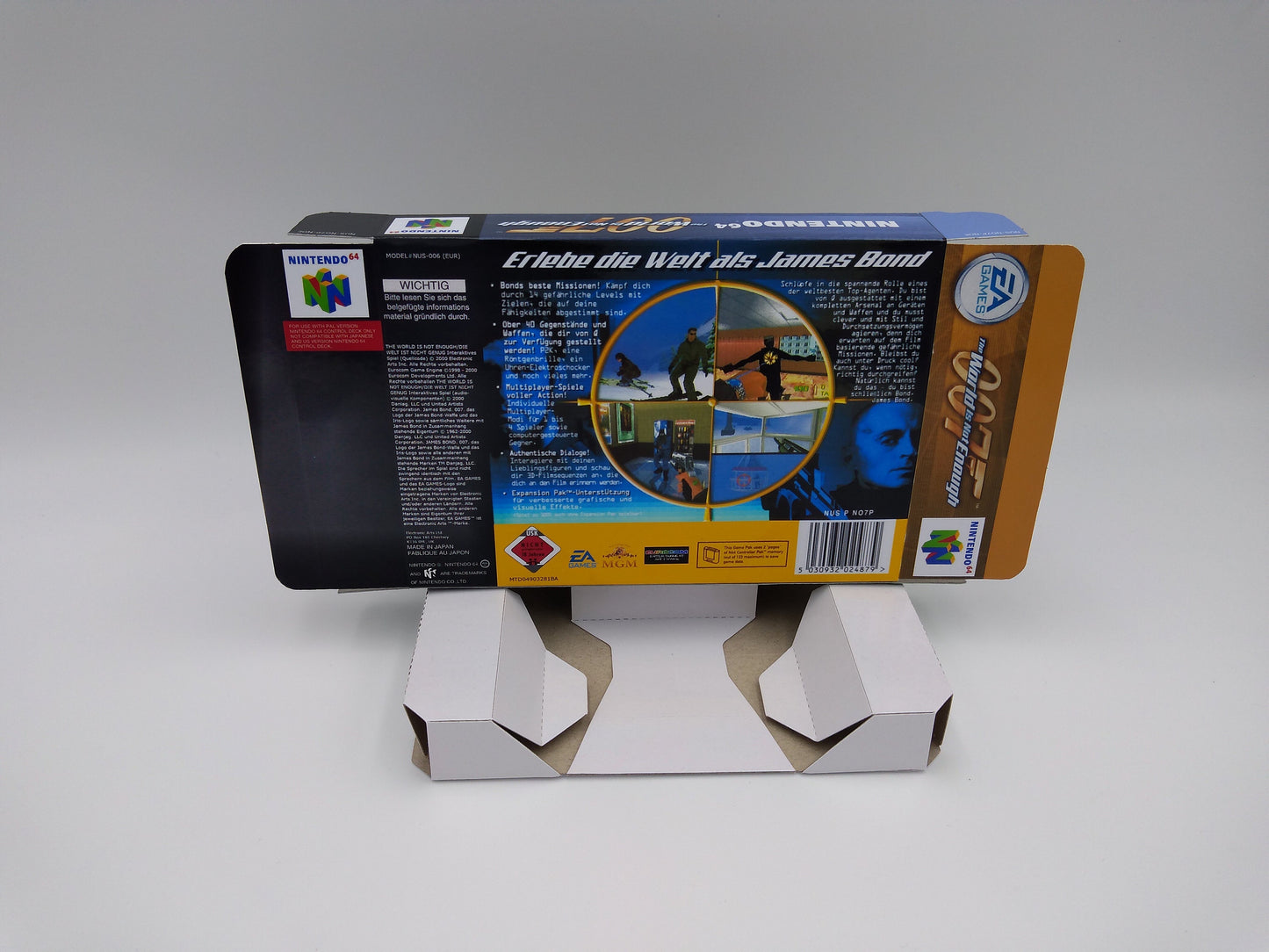 007 The World is not Enough - Box with inner tray option - PAL - Nintendo 64/ N64 - thick cardboard. Top Quality !!