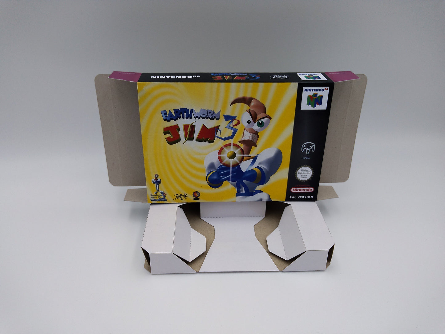 Earthworm Jim 3D - box with inner tray option - PAL region - Nintendo 64 - thick cardboard . Top Quality !!