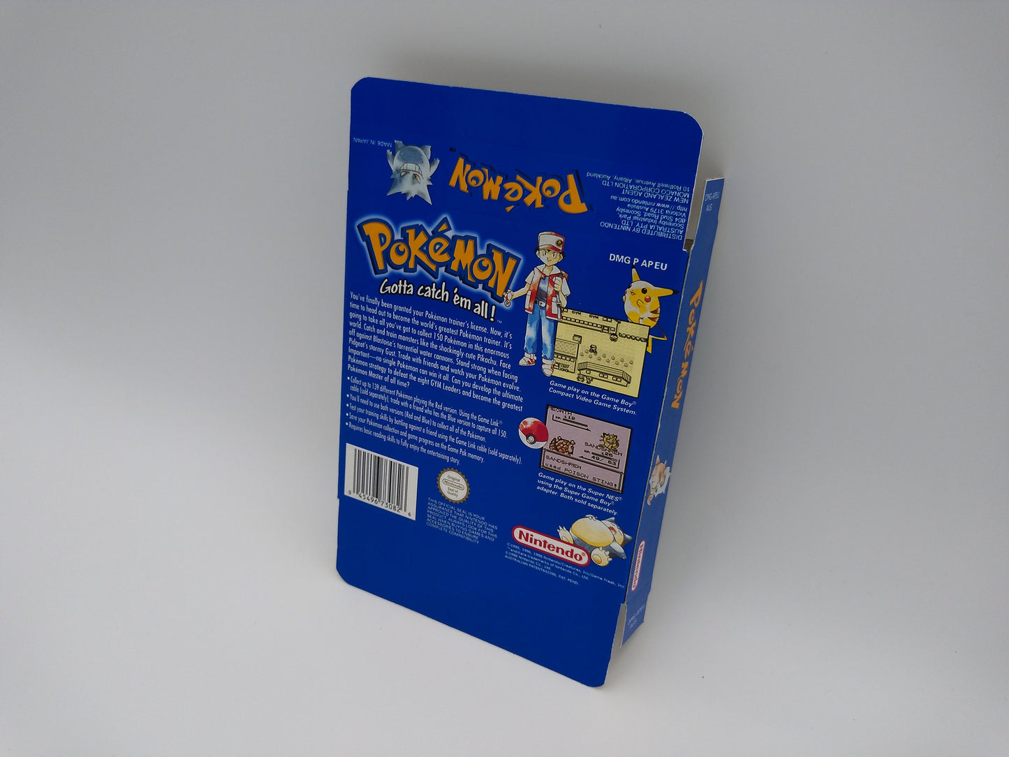 Pokemon Blue - Replacement Box, Manual, Tray - NTSC, PAL or Australian Pal - Game Boy/ GB - thick cardboard. Top Quality !!