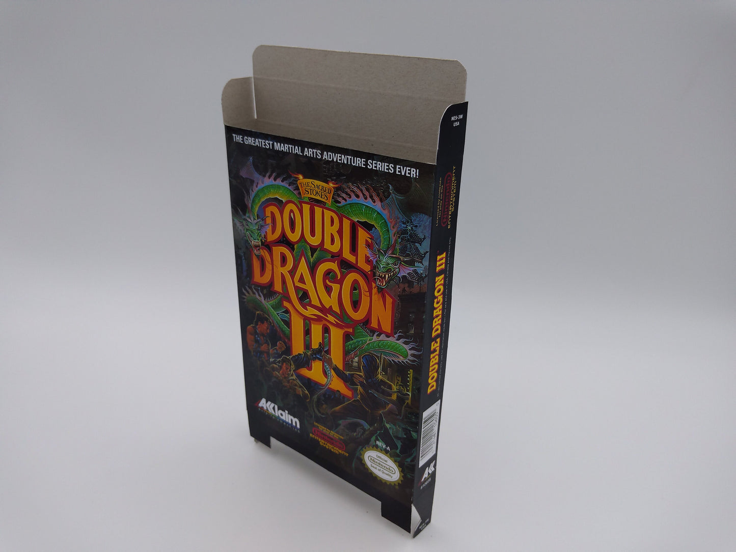 Double Dragon III : The Sacred Stone  - box replacement only - NES - ntsc or PAL - thick cardboard as in the original. Top Quality !