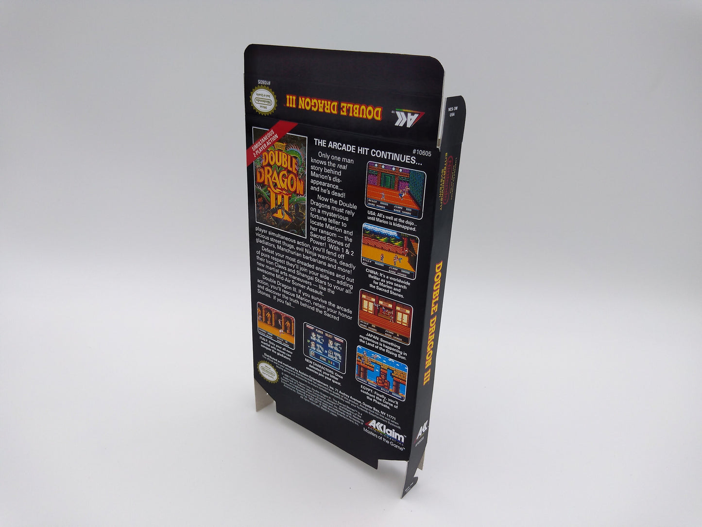 Double Dragon III : The Sacred Stone  - box replacement only - NES - ntsc or PAL - thick cardboard as in the original. Top Quality !