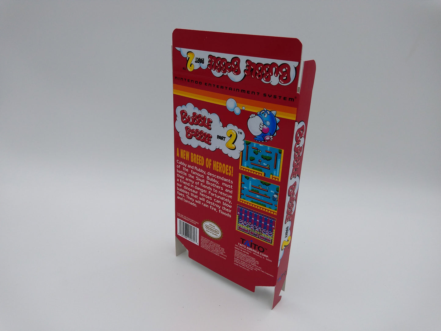 Bubble Bobble: Part 2 - Box Replacement, Dust Cover, Block - NES - thick cardboard as in the original. Top Quality !