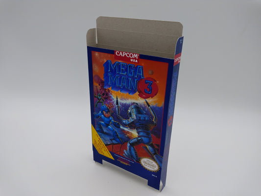 Mega Man 3 - PAL or NTSC - NES - box replacement only - thick cardboard as in the original. Top Quality !!