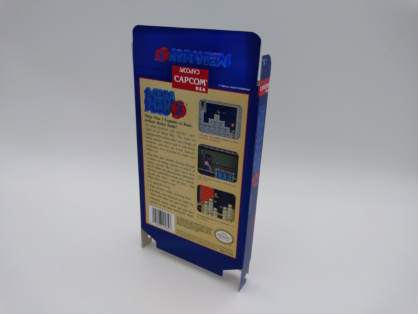 Mega Man 3 - PAL or NTSC - NES - box replacement only - thick cardboard as in the original. Top Quality !!