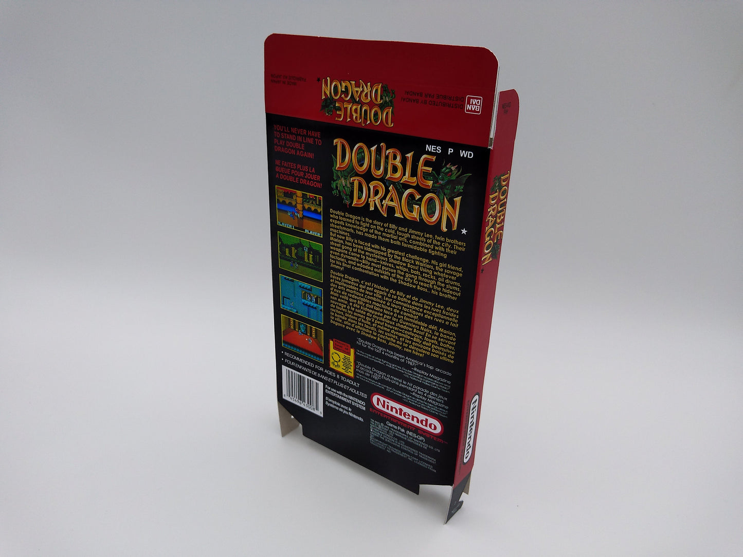 Double Dragon - Box Replacement, Dust Cover, Block - NES - NTSC or PAL - thick cardboard as in the original. Top Quality !