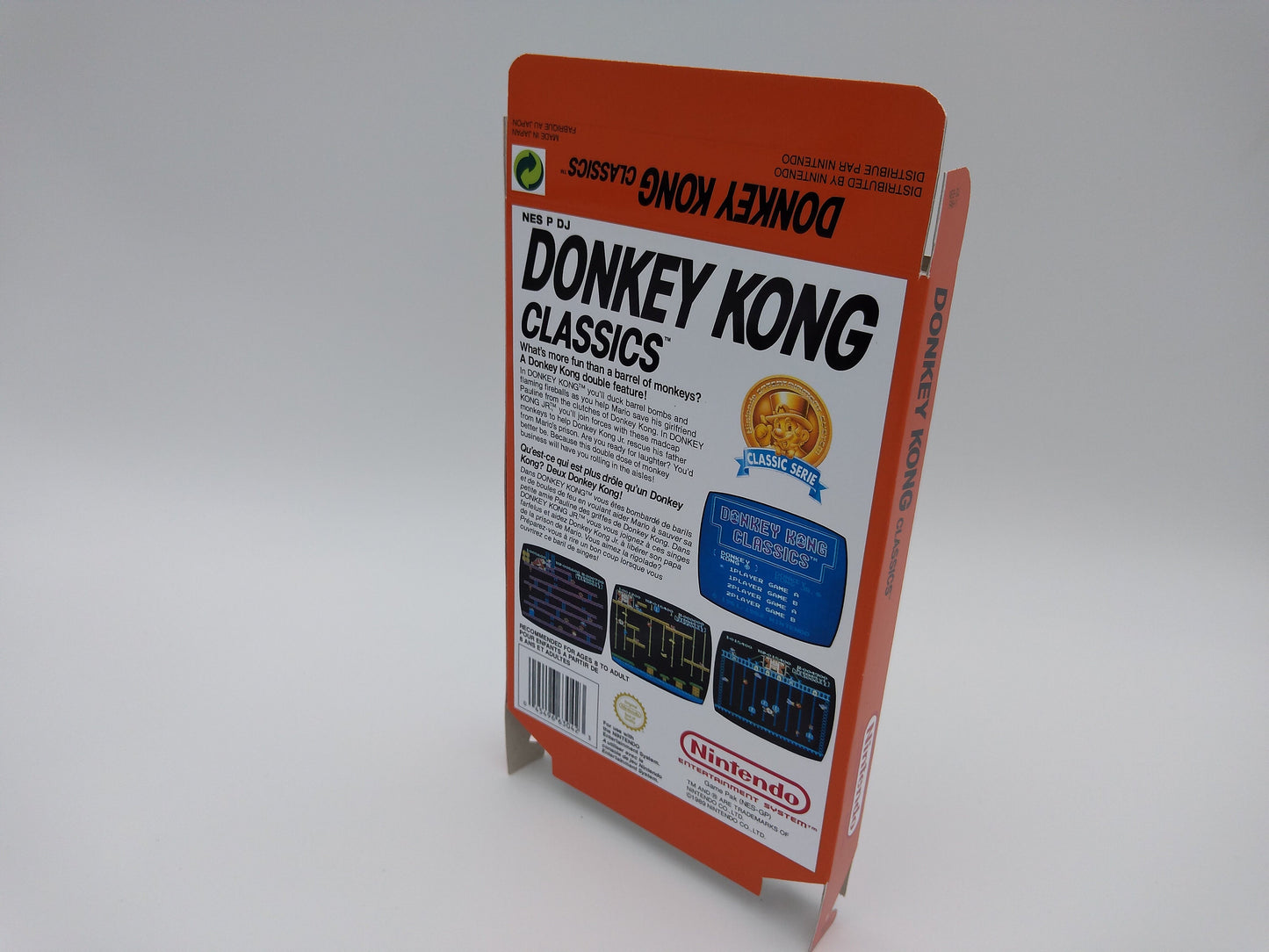 Donkey Kong Classic - Box Replacement, Dust Cover, Block - NES - NTSC or PAL - thick cardboard as in the original. Top Quality !