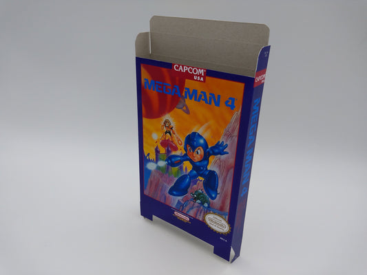 Mega Man 4 - NTSC or Pal - NES - box replacement only - thick cardboard as in the original. HQ !!