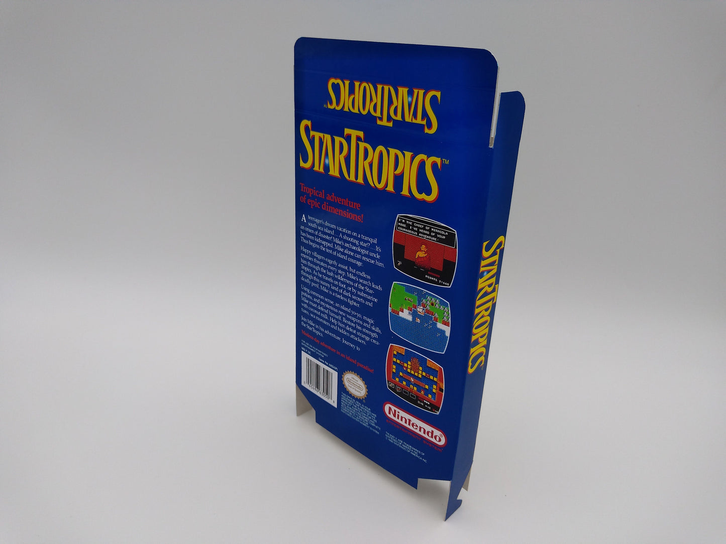 StarTropics - Box Replacement, Dust Cover, Block - NES - thick cardboard as in the original. Top Quality !