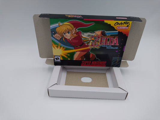 The Legend of Zelda Paraller Worlds - box with inner tray option  - SNES -  thick cardboard as in the original. Top Quality !!