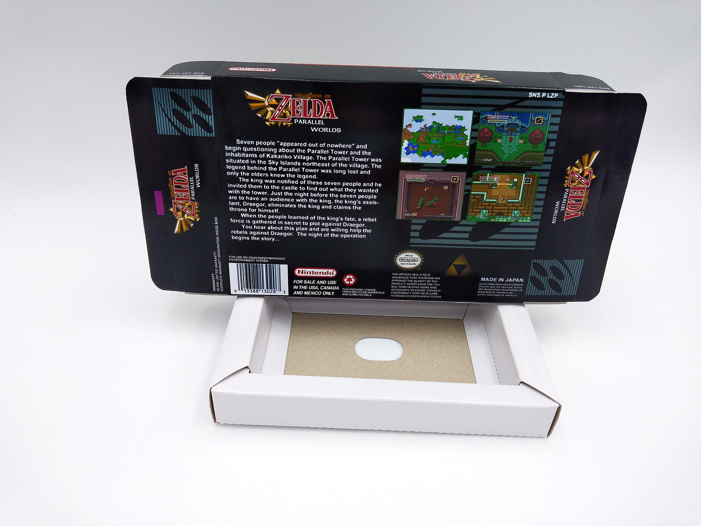 The Legend of Zelda Paraller Worlds - box with inner tray option  - SNES -  thick cardboard as in the original. Top Quality !!