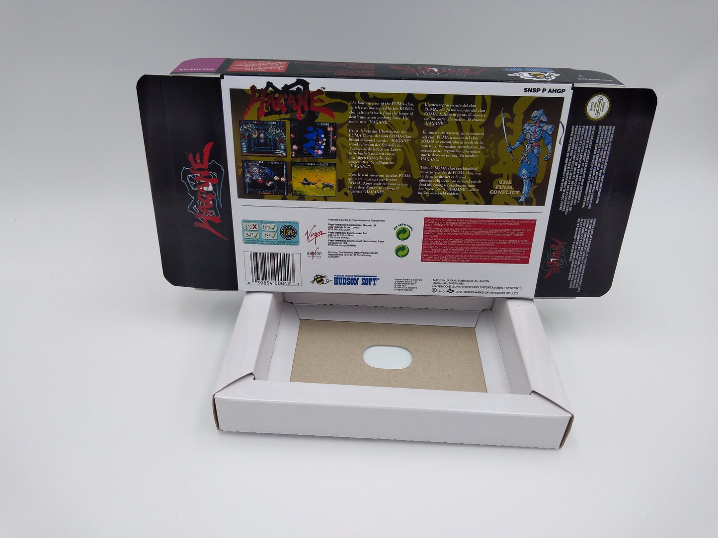 Hagane the Final Conflict - NTSC or PAL - box with inner tray option - SNES - thick cardboard as in the original. Top Quality !!