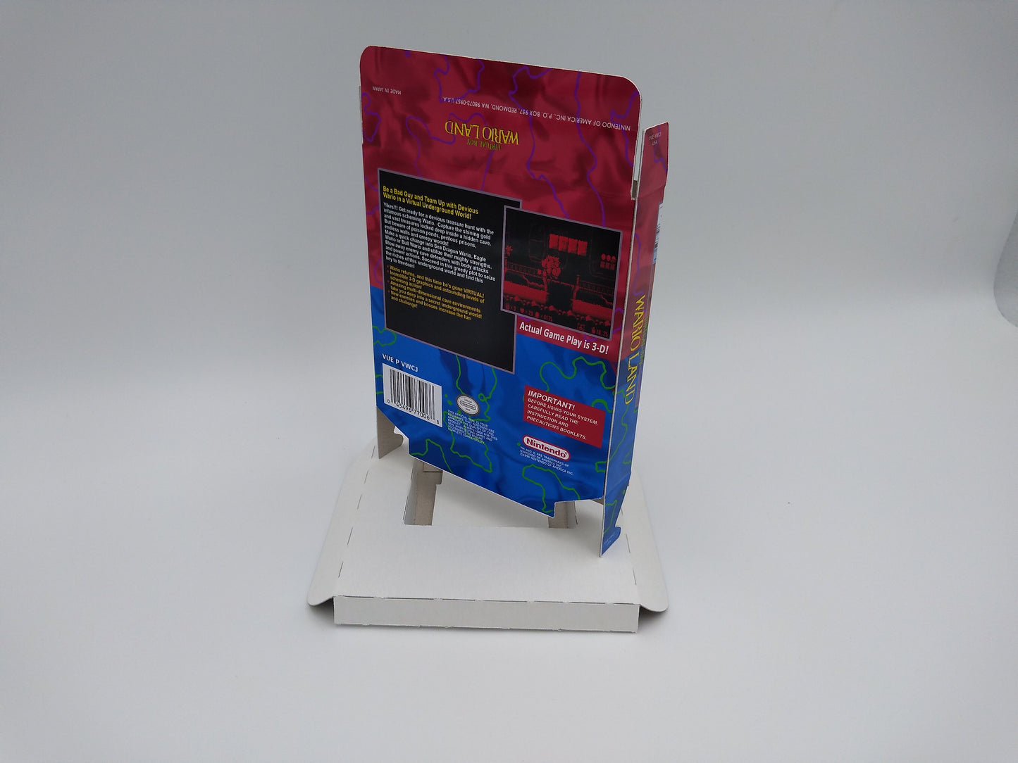 Wario Land - Virtual Boy - box with insert option - thick cardboard. Top Quality !!