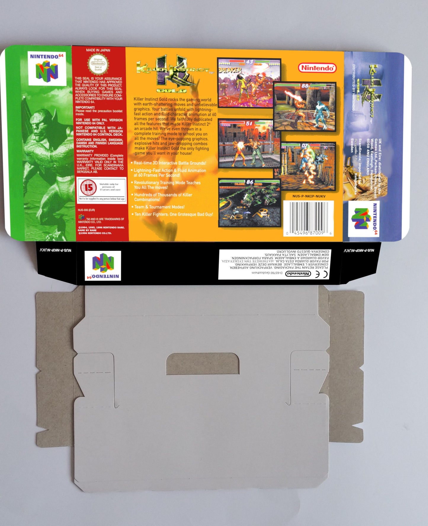 Killer Instinct Gold - box with insert option - PAL - Nintendo 64 - thick cardboard. Top Quality !!