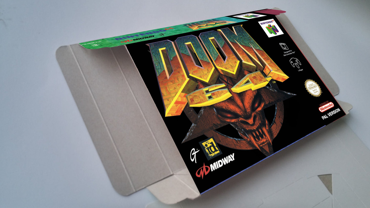 Doom 64 - box inner tray insert option - NTSC, PAL - Nintendo 64 - thick cardboard. Top Quality !!