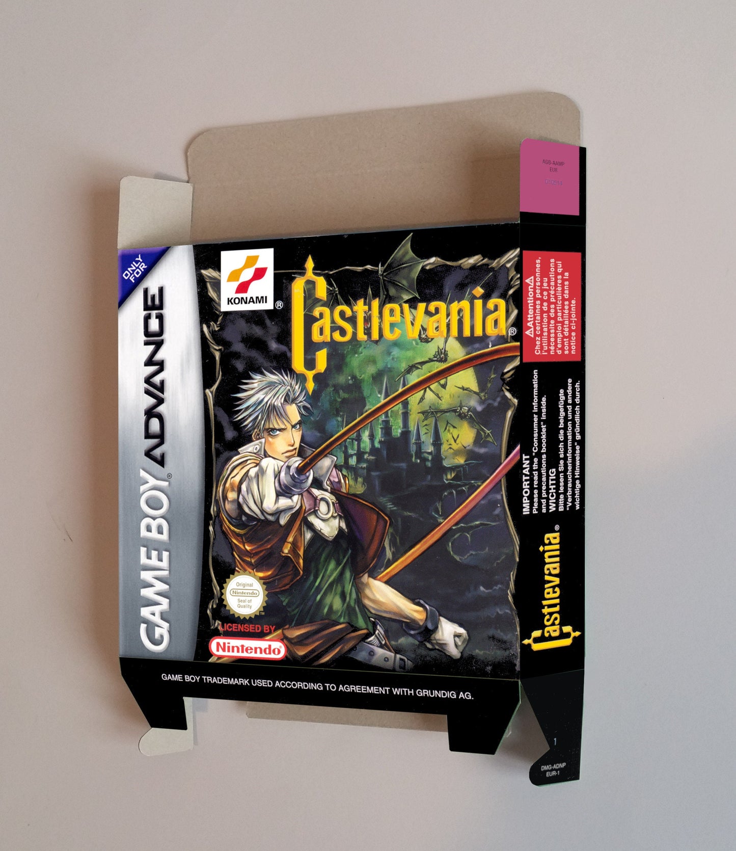 Castlevania Circle of the Moon - box with inner tray option - Game Boy Advance/ GBA - thick cardboard. Top Quality!